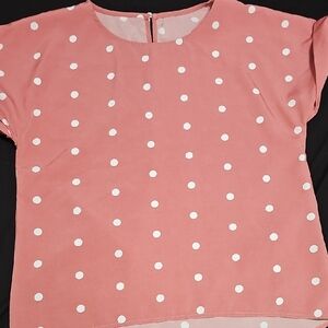 SHEIN Pink and White Polka Dot Top